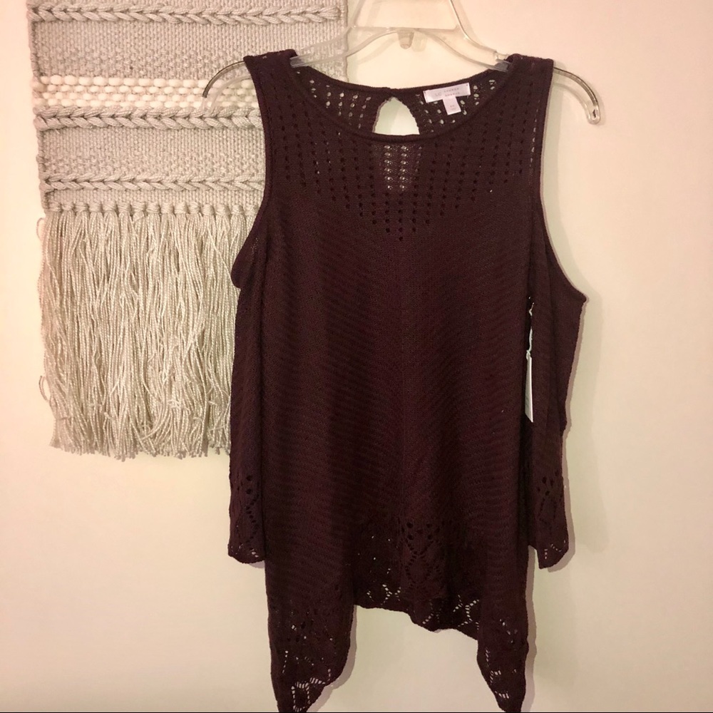 Lauren Conrad Cold Shoulder Sweater - Wine - Picture 4 of 9